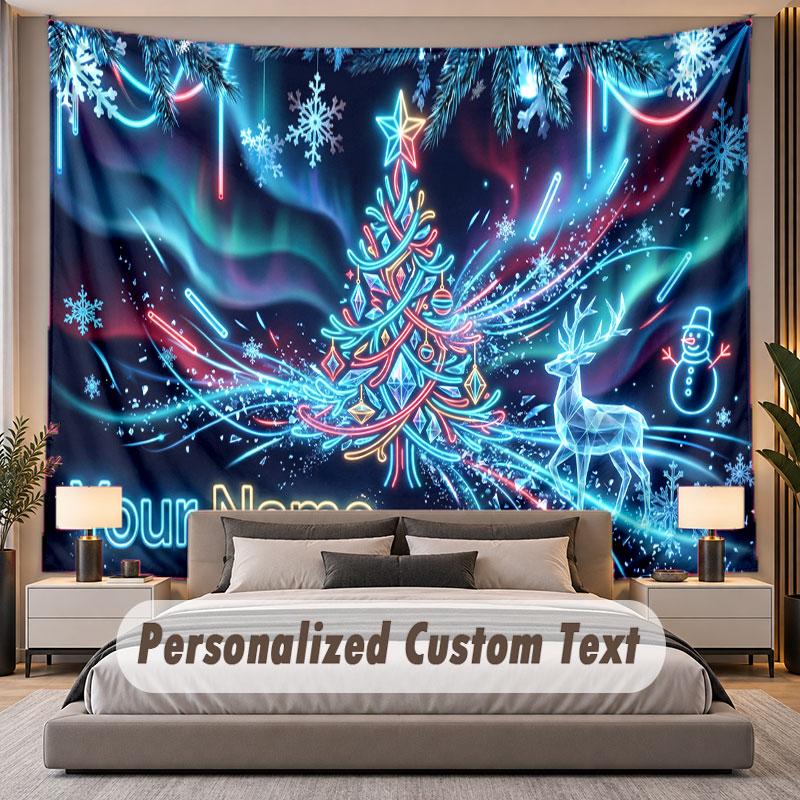 Natal (162) Tema Tapeçaria Personalizada Nome Personalizado Texto Pendurado na Parede Tapeçaria Decoração de Fundo para Casa