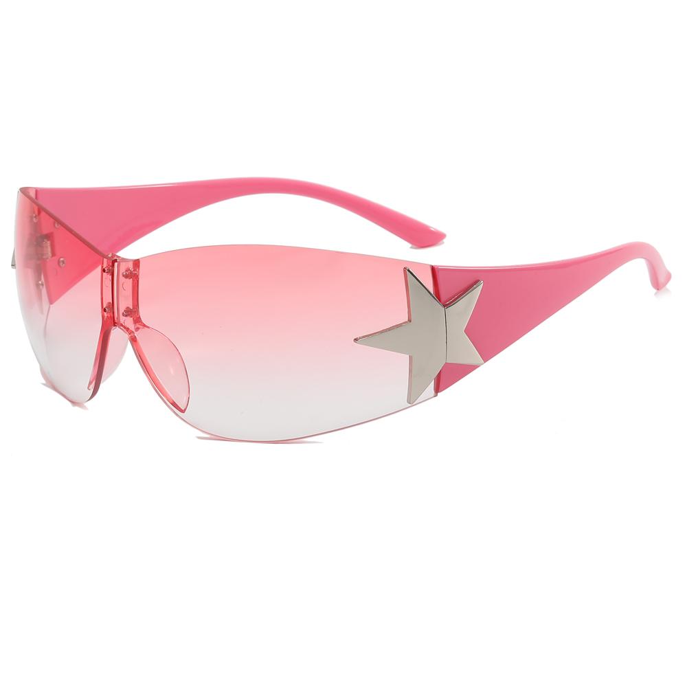 Superhot Eyewear 28761 Fashion 2023 Sun Glasses Oversized Rimless Shield Y2K Star Sunglasses