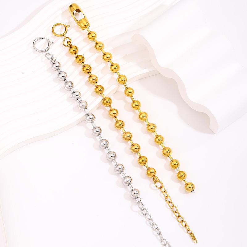 Titanium steel round bead does not fade, popular large round bead K gold , light luxury niche