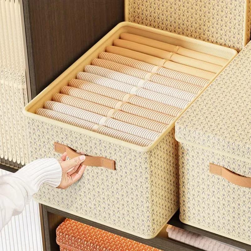 Clothes Quilt Storage Box Thick Hardboard Folding with Lid Large Capacity for Pants Closet Household Dorm Organizer