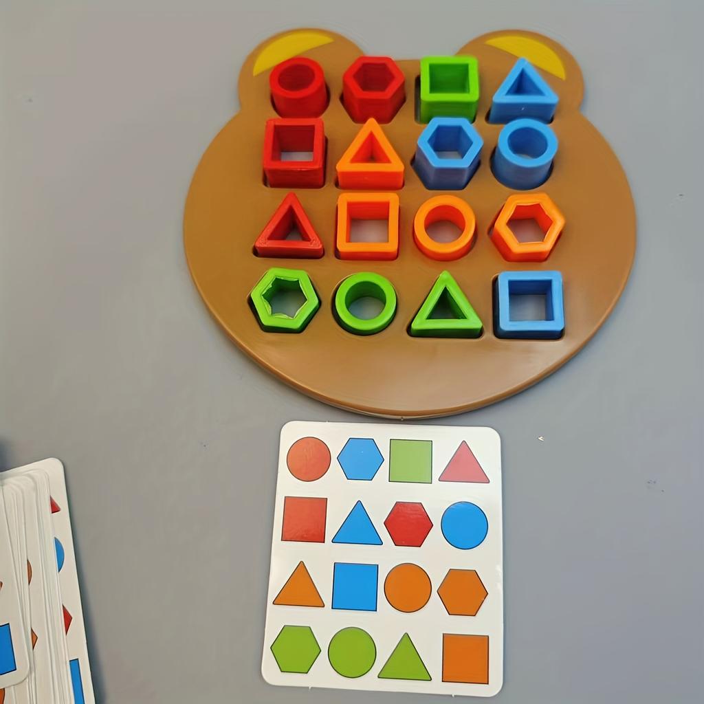 Barn Matchande pusselleksaker Färger Geometrisk form Jigsaw Brädspel Tidiga pedagogiska interaktionsleksaker för barn Kampspel