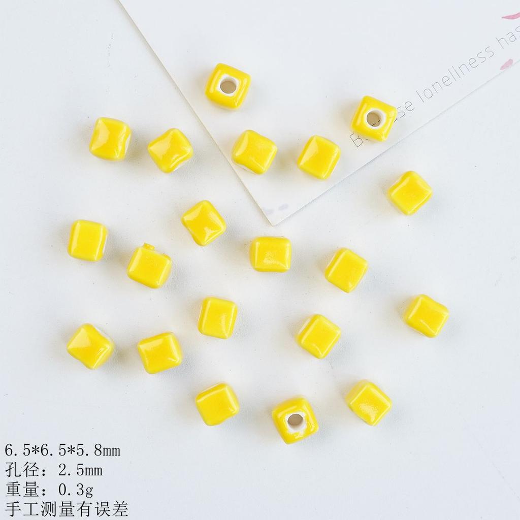 Small square loose beads handmade DIY bead material ceramic necklace bracelet beaded accessories