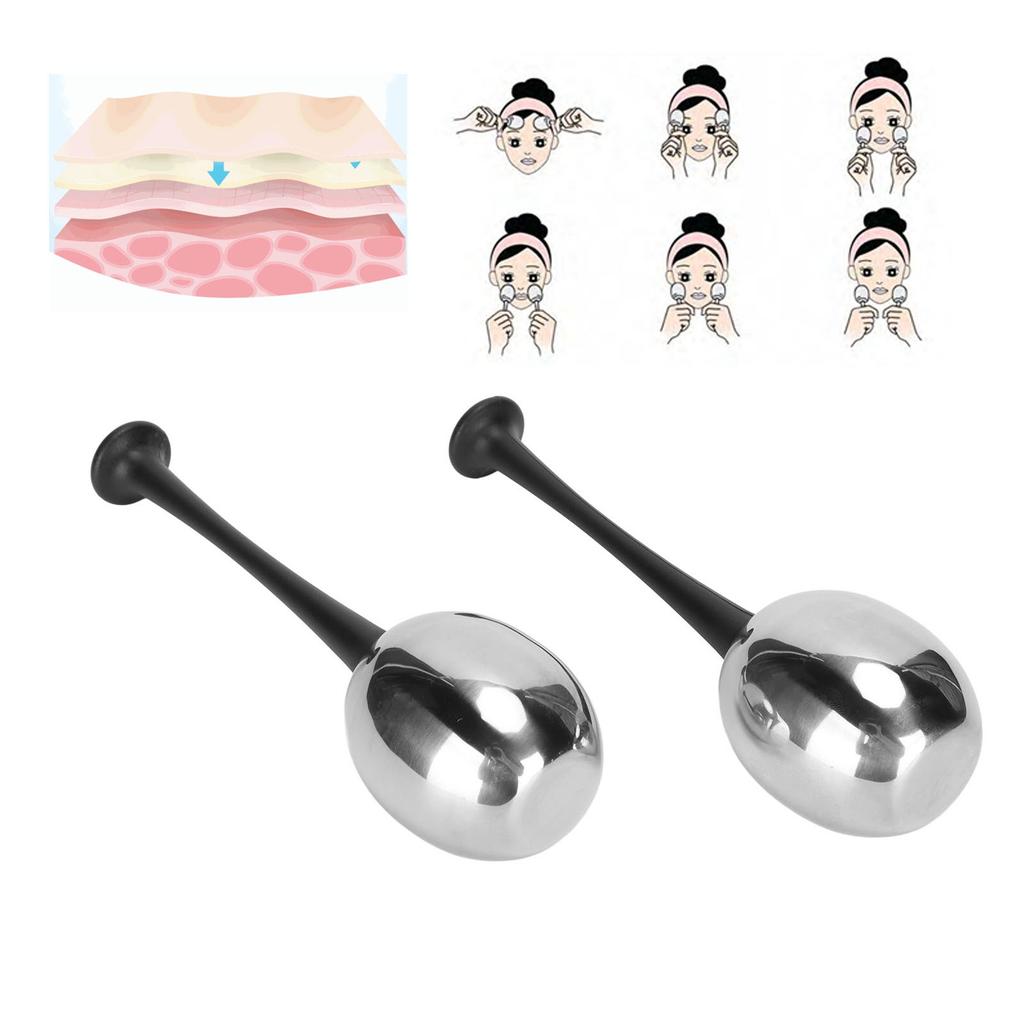 2pcs Facial Ice Globes Stainless Steel Facial Massage Reduce Puffiness Eliminate Fine Lines Ice Globes for Facial Skin Care