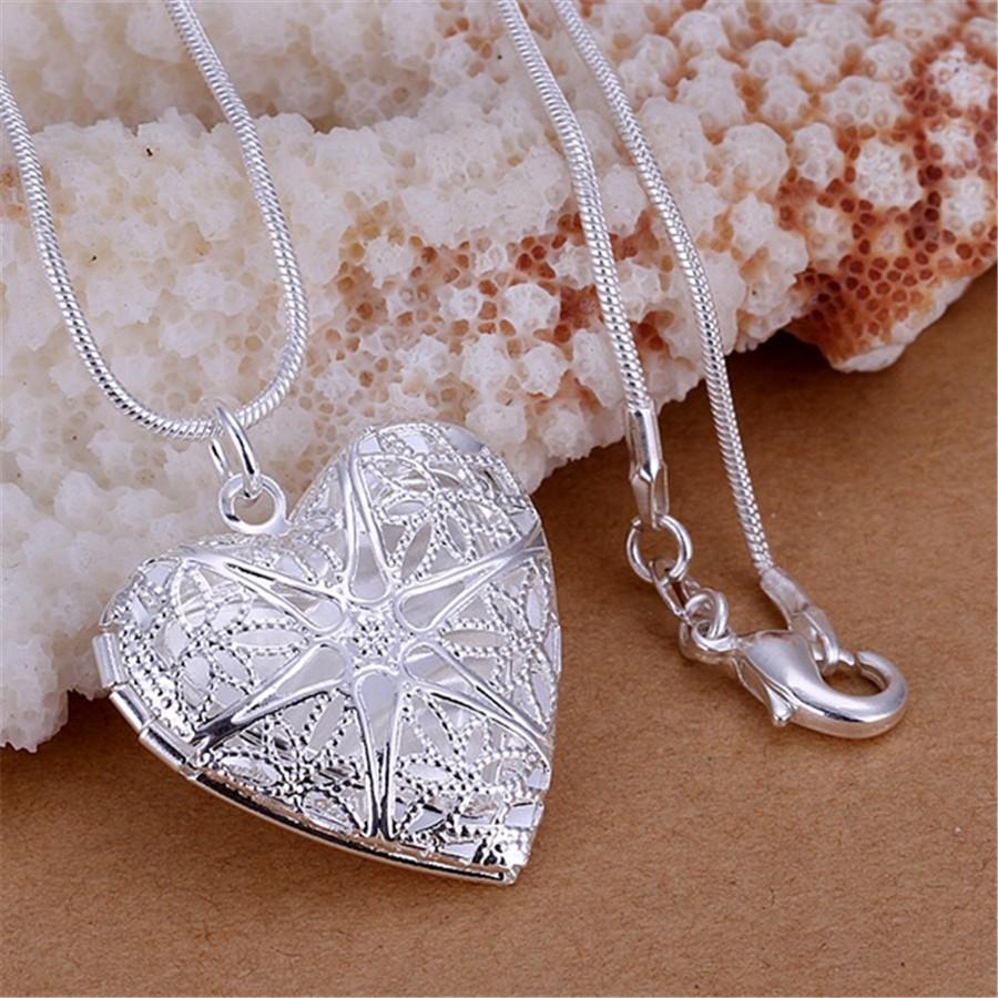 New Arrive 40-75cm 925 Silver seashell Photo open Frame Necklace Snake Chain For Woman Man Wedding Jewelry