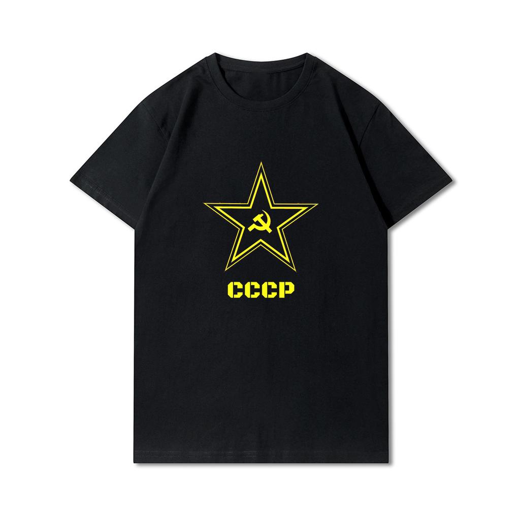 Plus Size Summer Men T Shirts 100% Cotton Cccp Printed Casual Short Sleeves Top Tees