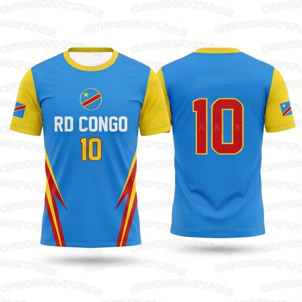 2026  Dr Congo National Flag Print Men's Women's Short Sleeve T-shirt 3D Print Tees Outdoor Soccer Jersey Sports Casual Tops