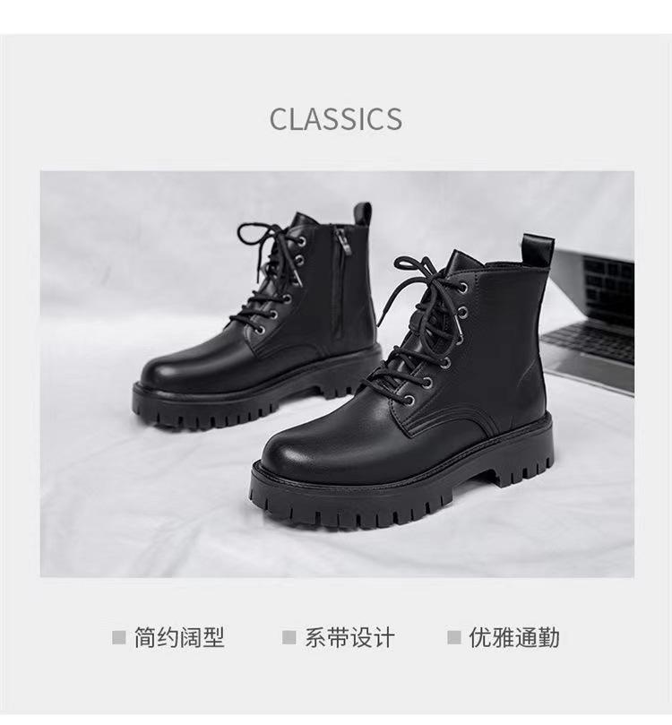 Zipper Martin boots men's spring and autumn high-top British retro men's boots Internet celebrity locomotive leather boots thick-soled short boots men
