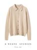 Cashmere Long Sleeve Slimming Polo Collar Knit Cardigan Sweater Coat
