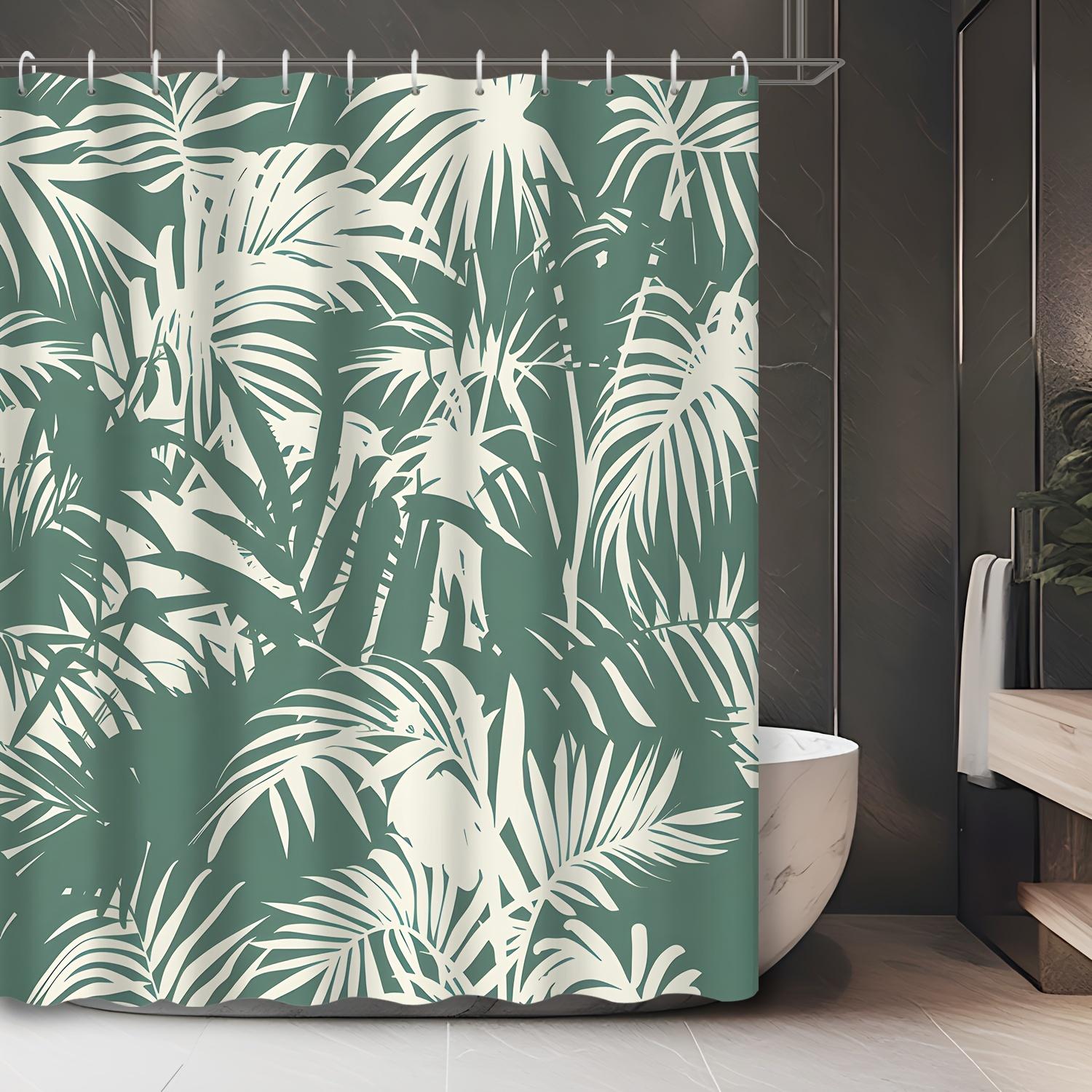 

1 шт. Американская винтажная тропическая занавеска для душа с листьями пальмы, декоративные аксессуары для ванной комнаты включают крючок для занавески для душа 90X180cm