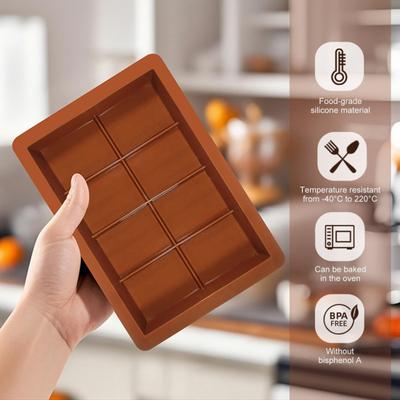 Silicone Chocolate Mold 8/12/24-Cavity Square Baking Molds for Waffles Easy Release Clean Kitchen Essential
