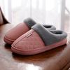 Winter Head Cotton Slippers Women's Leather Surface Waterproof Men's Indoor Thermal Shoes Grid Elements