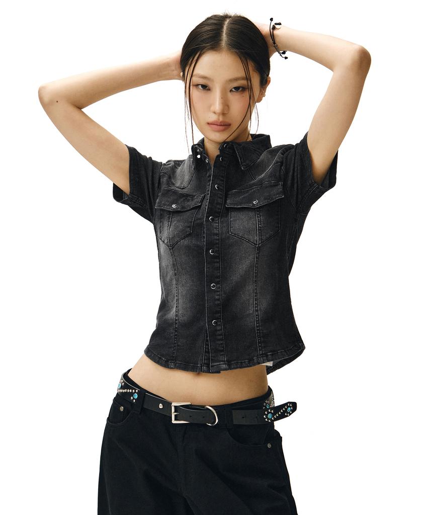 Deketeuumeon Western Slim Denim Short Shirts Dcwsh002Blacka