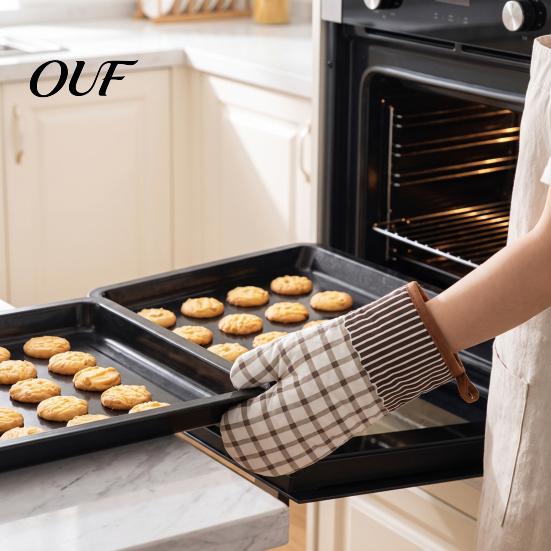 Quilted Cotton Cooking Gloves for Baking Oven Mitts, Heat Resistant Kitchen Women, 100% Anti Scald Pot Holders Microwave Non-Slip Padded & Thermal