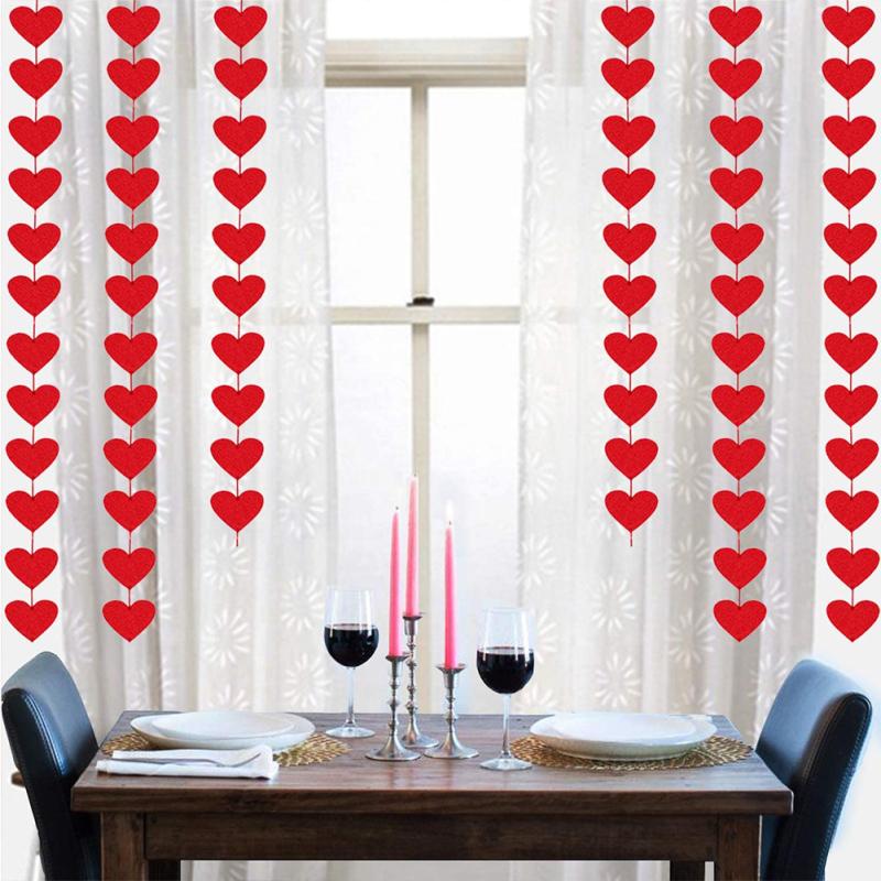 Rote Herzen Girlande DIY Valentinstag Hängende Schnurgirlande Tag Hochzeitstag Geburtstagsparty