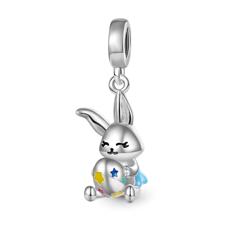 Dazzlingcopper Hollow Dangle Easter Rabbit Egg Charm Fit Original Bracelet Trinket Pandent And Elegant Jewelry Gift