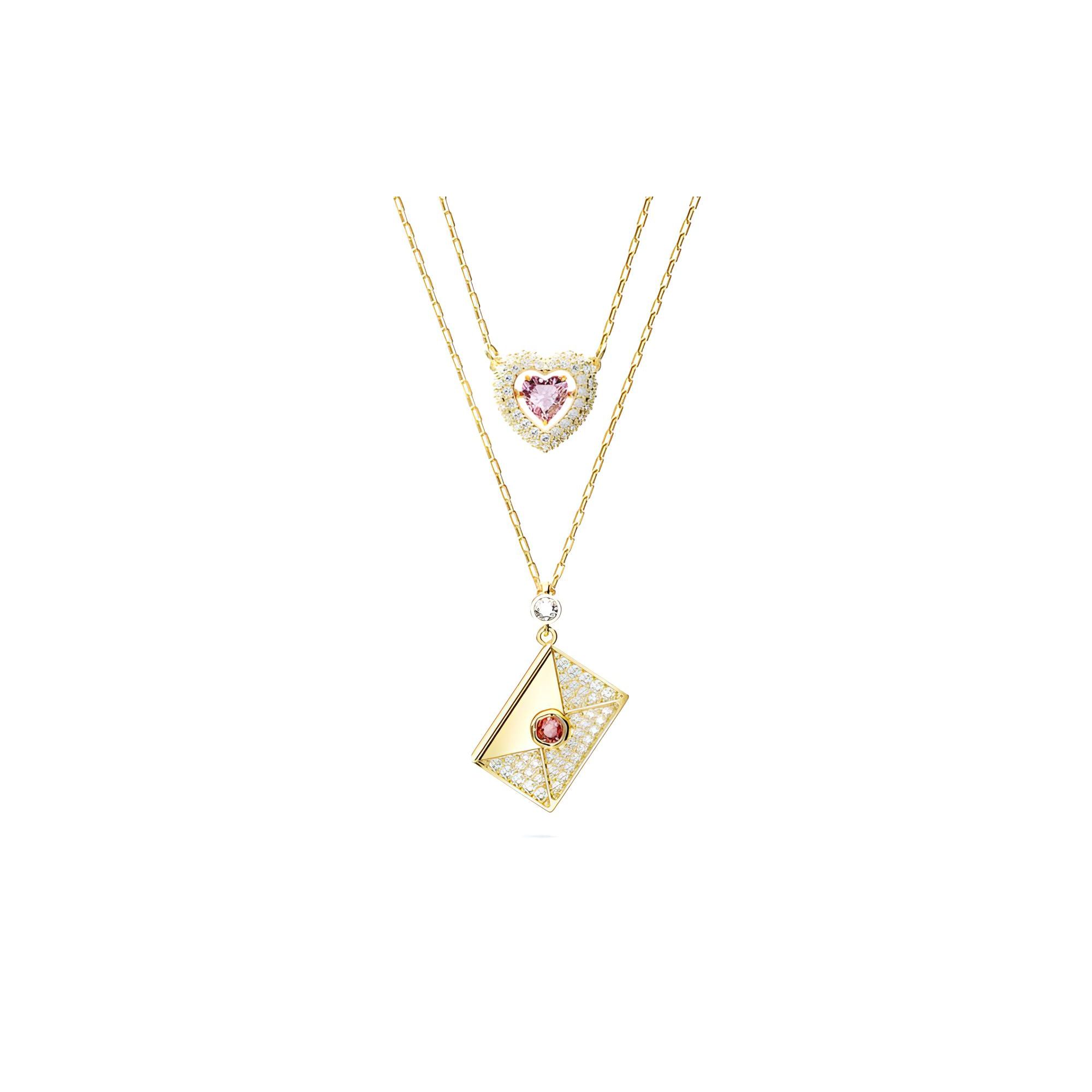 Swarovski Letra Love Letter And Heart Pendant Necklace Women necklace Gold 5669920 F,Gold