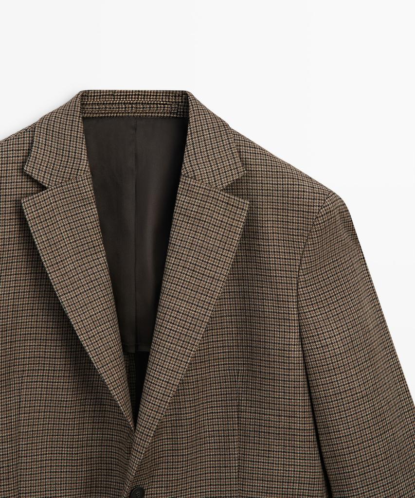 Massimo Dutti 100% Wool Houndstooth Blazer