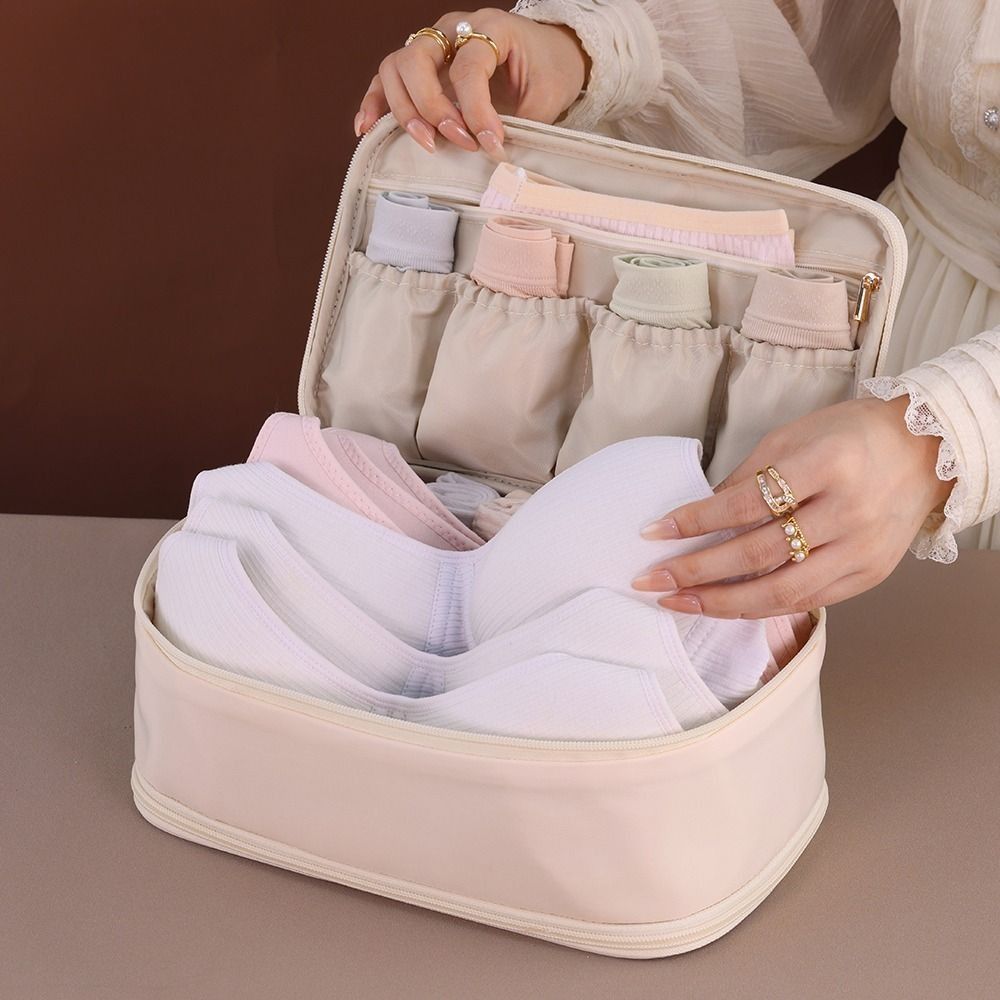 Large Capacity Underwear Storage Bag Reusable Double-deck Travel Bra Organizer Dustproof Space Saving Cosmetics Clothes Pouch