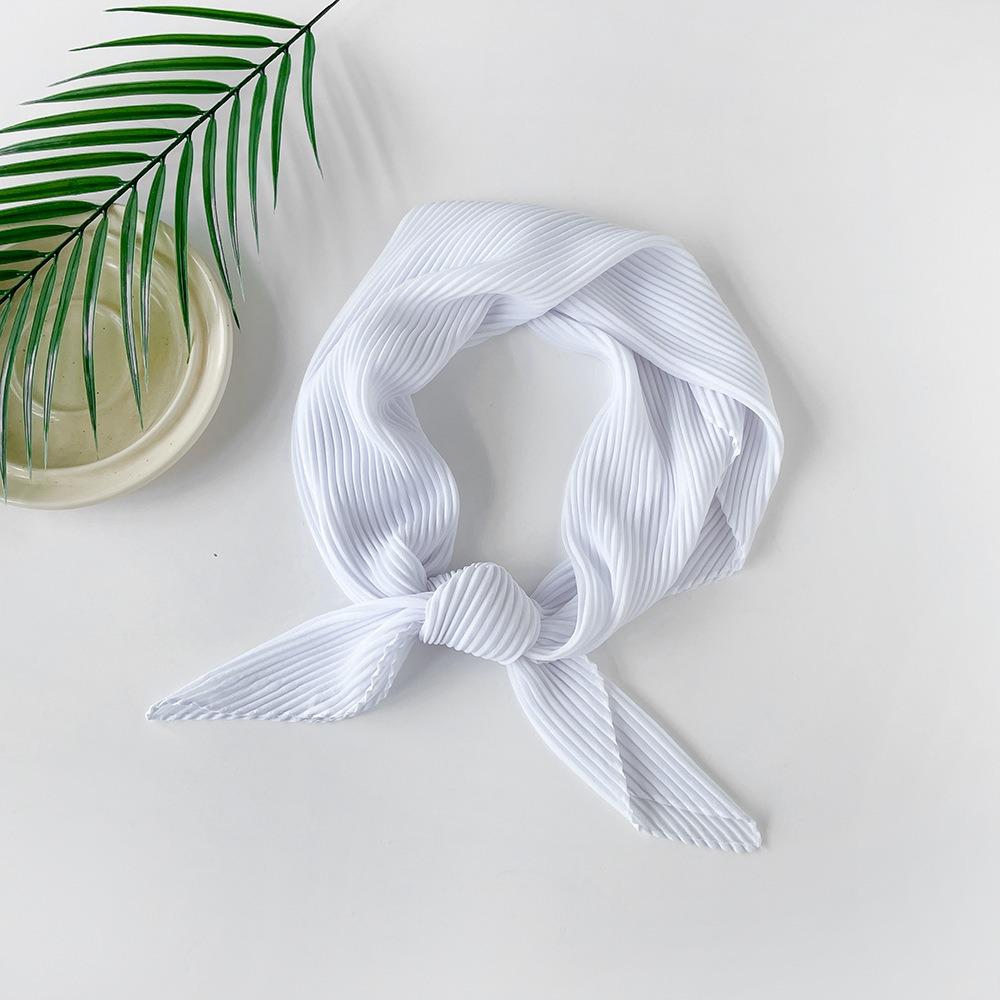 Soft Wrap Solid-color Bandana Hair Band Pleated Silk Scarf Fashion Chiffon Hair Scarf Girls