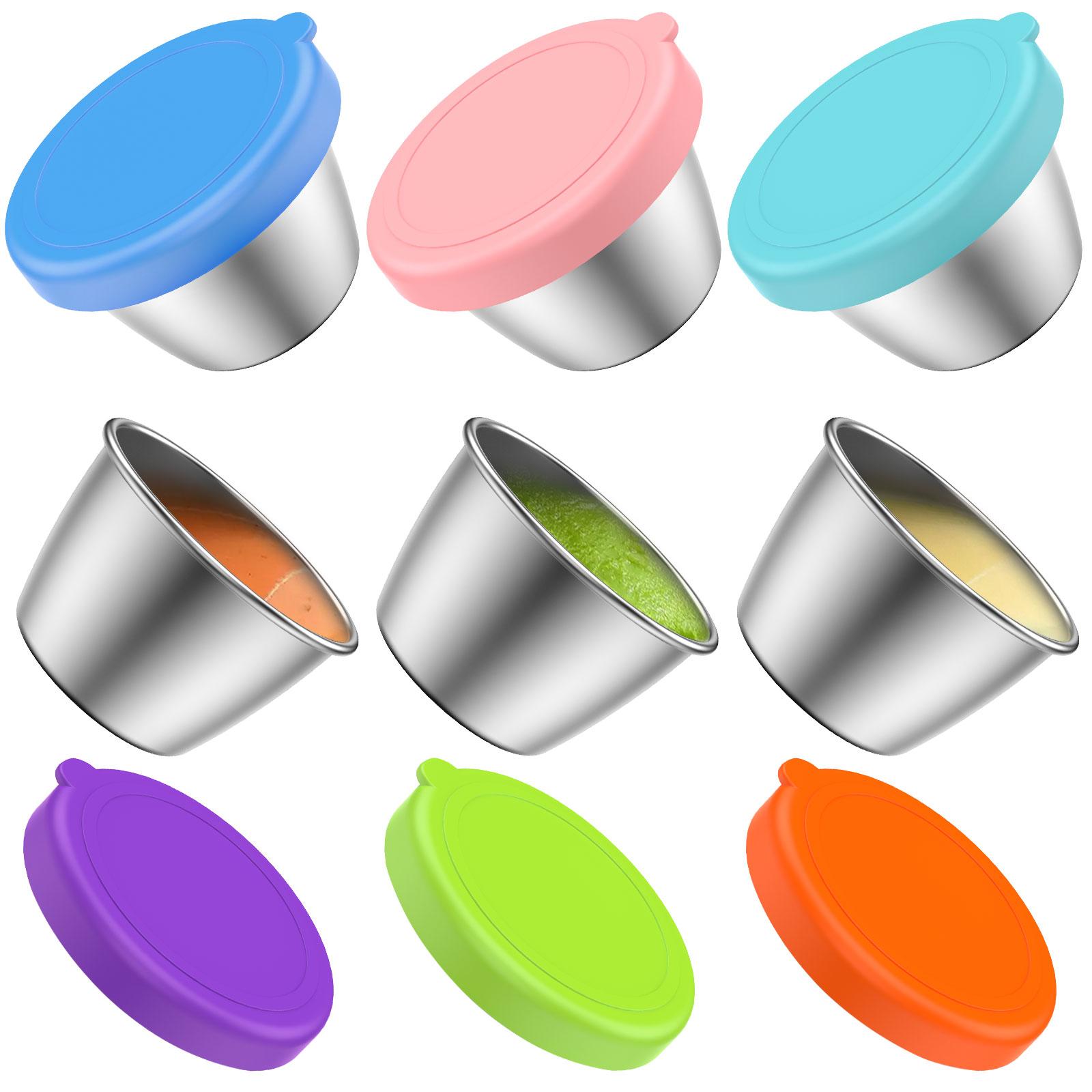 

6/4Pcs Salad Dressing Container with Lids Leakproof Small Sauce Containers Silicone Condiment Containers 4oz/128ml Dipping Sauce