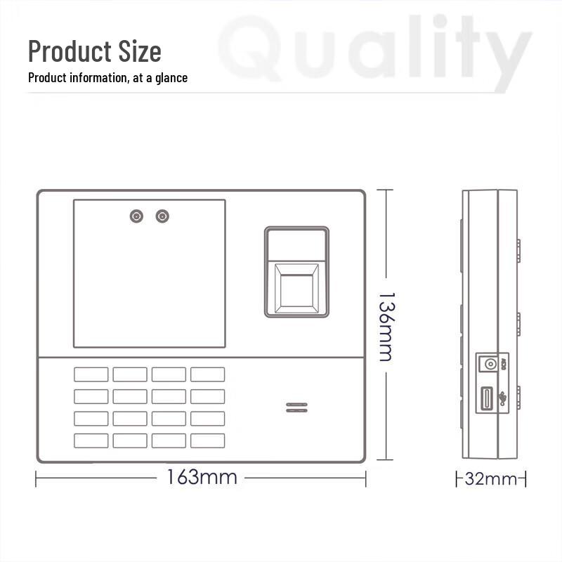 Deli Smart Fingerprint and Face Recognition Time Clock CN Plug (adapter Included)