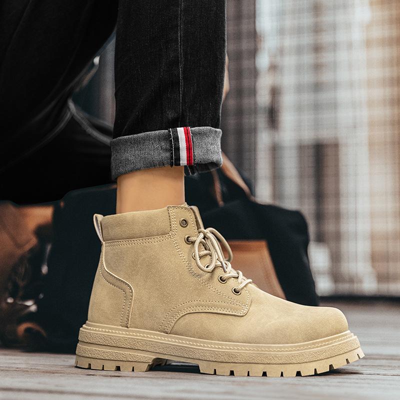 Neue Mode Herbst und Winter Herren High Top Martin Stiefel Studenten Männlich Jungen Trendy Weiche Sohle Arbeitsschuhe Arbeitsschutz Martin Sneakers