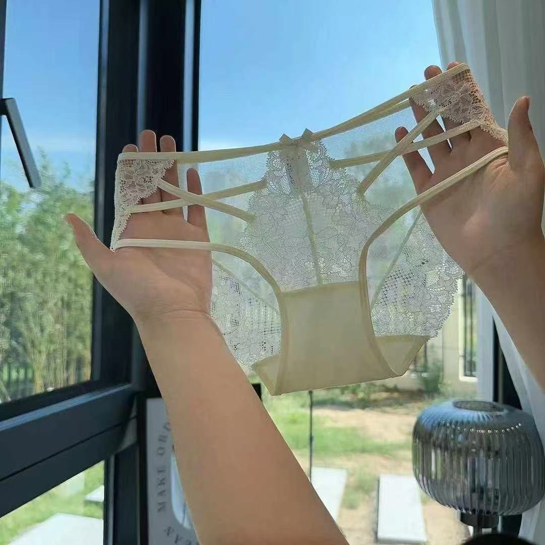 

Ladies Summer Sexy Lace Fashionable Comfortable Cross Band Hollow Out Breathable No Trace Briefs L тілесний