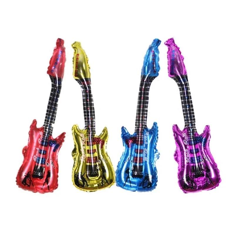 4pcs Random 80x30cm Popular Cartoon Guitar Balloon Inflatable Air Balloon Party Supplies Children Toy Birthday Balloon Toy