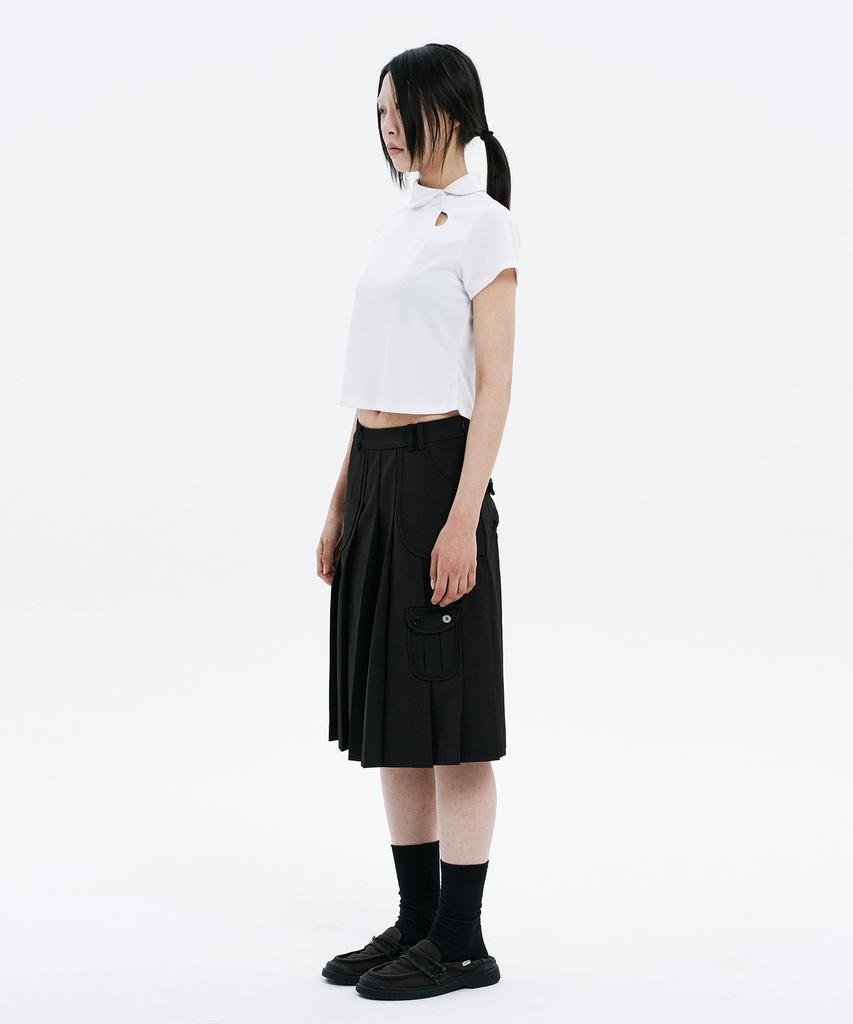 Hanahi Low Pocket Pleated Skirt Black