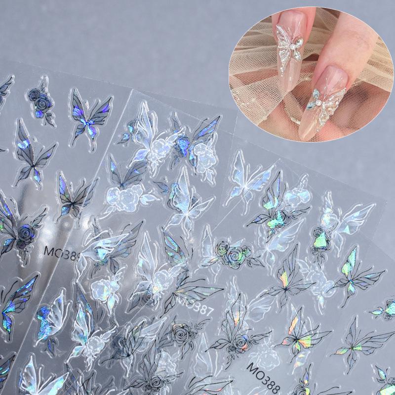 Iridescent Watercolor 3D Butterfly Nail Stickers