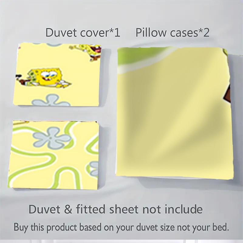 3Pcs Spongebob Squarepants Adventure Bedding Sets For All Sizes New 3D Printed Bed Cover Comforter Duvet Cover Pillowcase Bedroom Decoration
