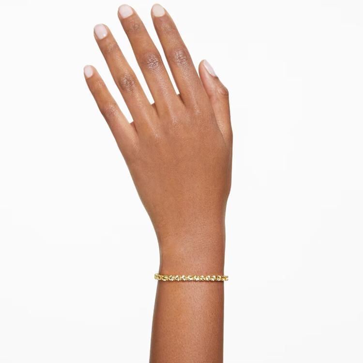 Swarovski Matrix Tennis Rotondo Giallo Cristallo Zirconia Cubica Bracciale Donna Bracciale Oro 5648933