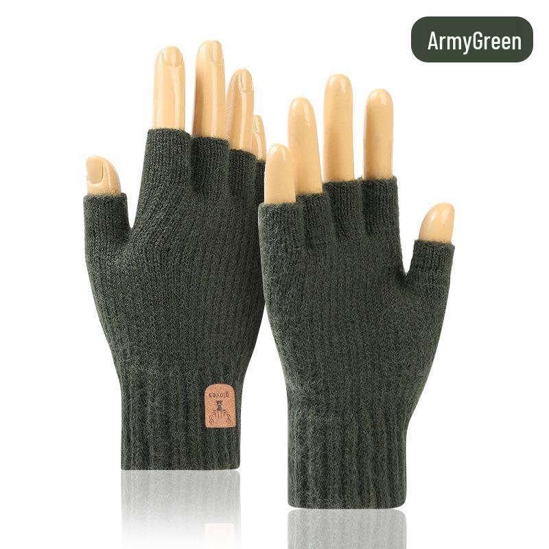 Men's Winter Touchscreen Cycling Gloves - Warm Fleece-lined Alpaca Wool Knit