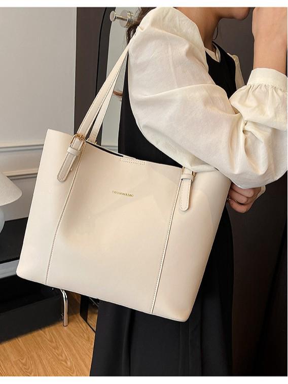 Korean Style Color Block Large Capacity Tote Bag - Women's Fashionable High-End Versatile Shoulder Bag