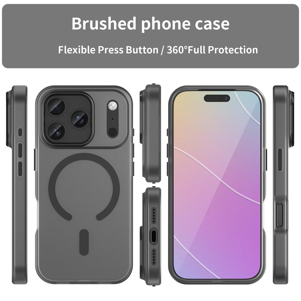 For iPhone 17 Pro Case Compatible with MagSafe TPU+PC Matte Translucent Phone Back Cover