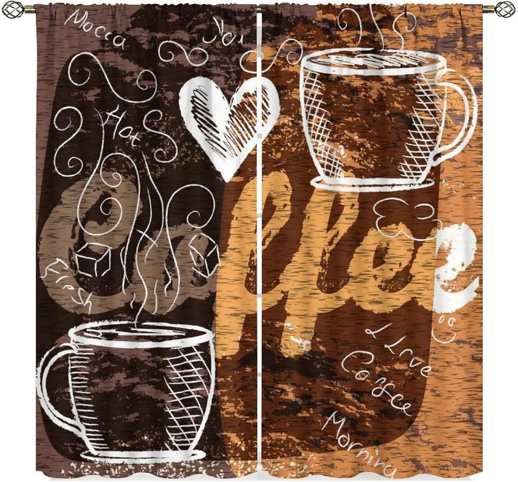 Chef Window Curtains, Fat Funny Cook Theme Curtains For Bedroom & Living Room, Red Black Buffalo Check Plaid Kitchen Drape