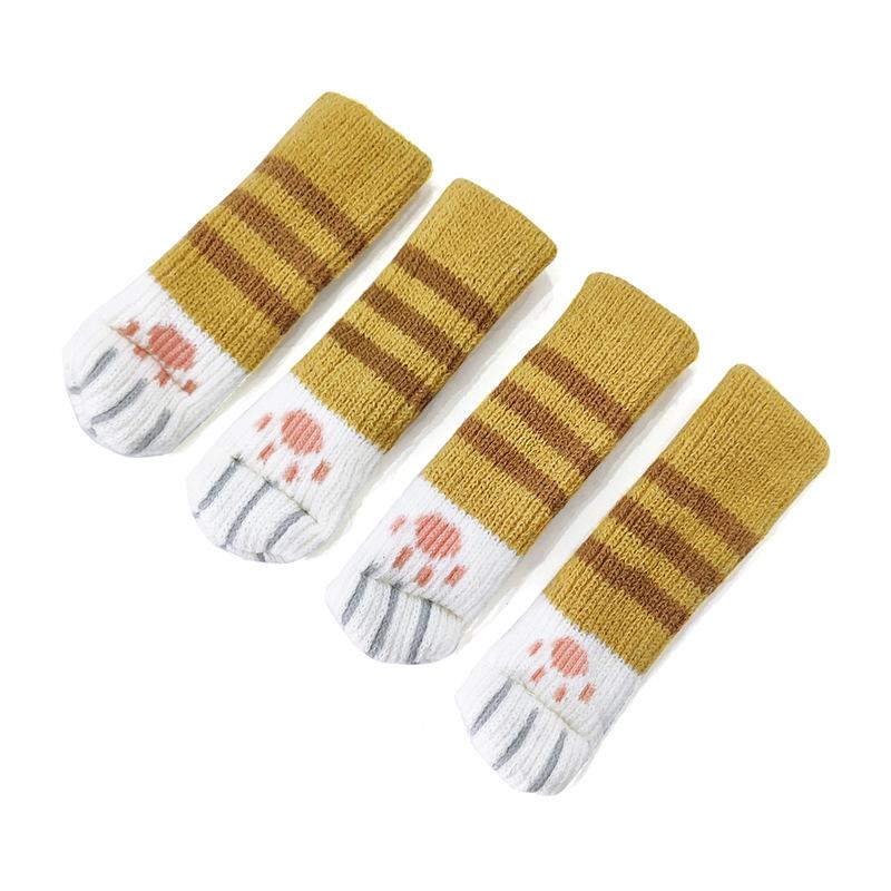 Fußabdeckung für Tisch und Stuhl, gestrickte Wolle, Türknauf-Handschuhe, Schutz, rutschfeste Abnutzung, Silikon, Katze, dicke Stuhlfußabdeckung, Beinpolster