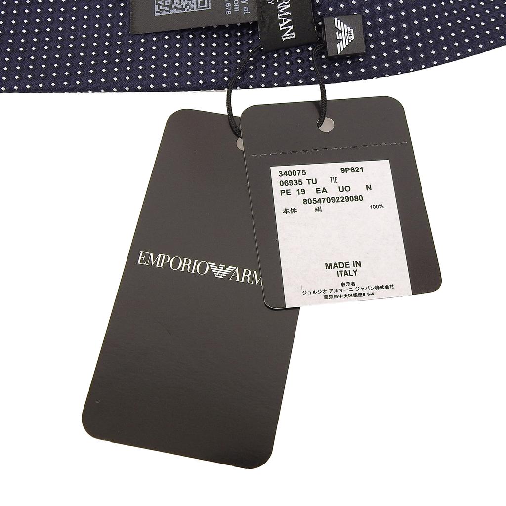 Pristine EMPORIO ARMANI tie Dot Pattern Navy silk mens 340075 Used