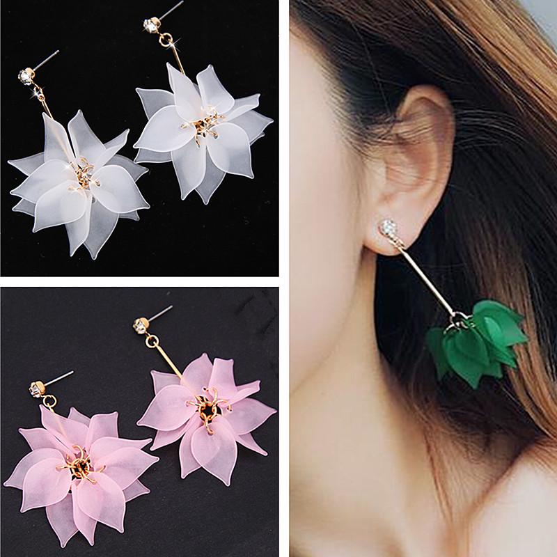 Big Blooming Flower Pendants Women's Earrings Plastic Korean Dangle Earrings boucle d'oreille brincos Wholesale Ear Zircon