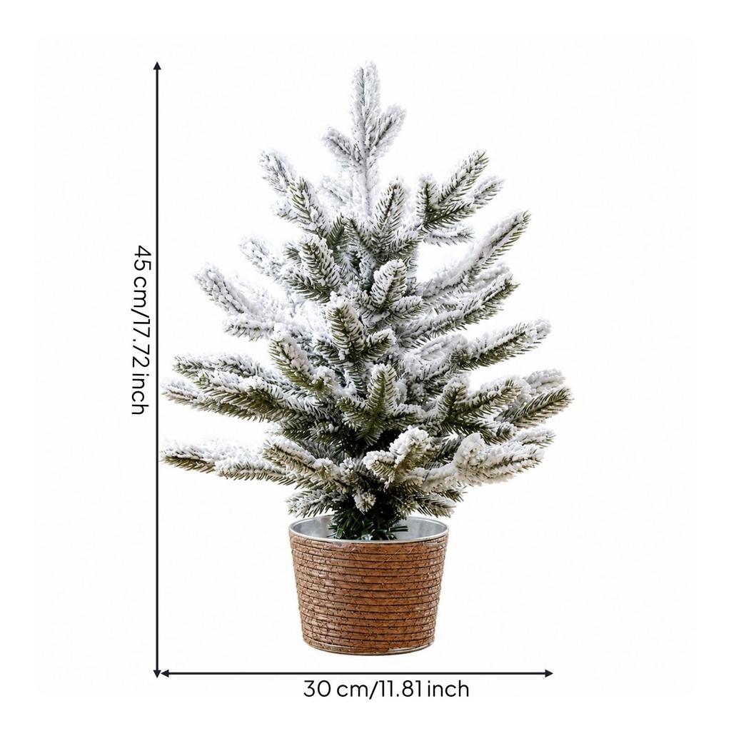 PE Artificial Christmas Tree with Iron Pot Dense Branch Tips SnowFrosted