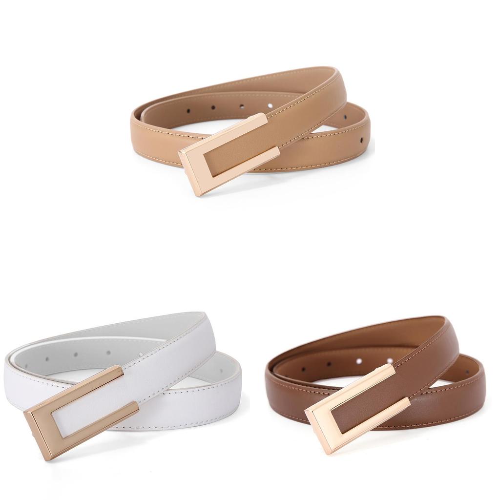Genuine Leather Womens Fashion Belt With Smooth Buckle For Casual Wear