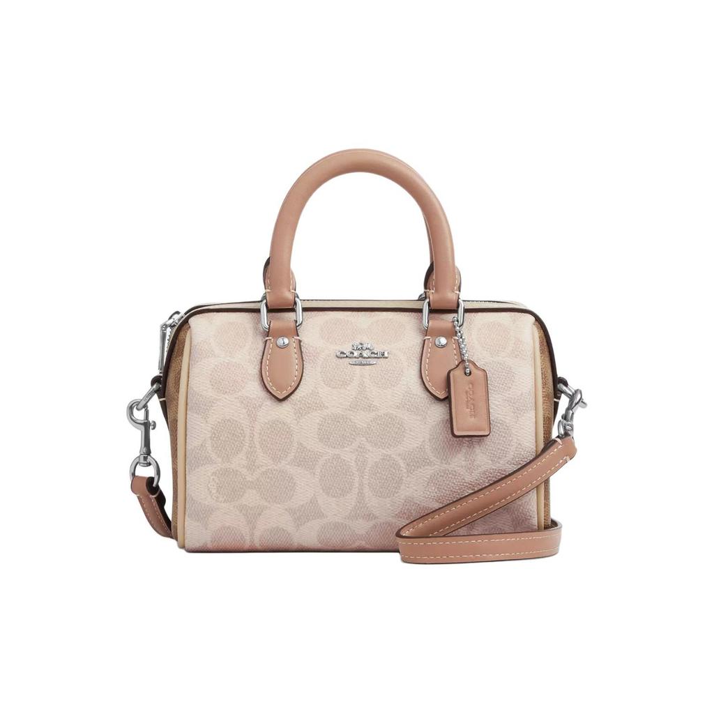 Coach Rowan 18 Brand Logo Detachable Shoulder Strap Boston Bag Women handbag Milk-Tea CW330-SVXCU