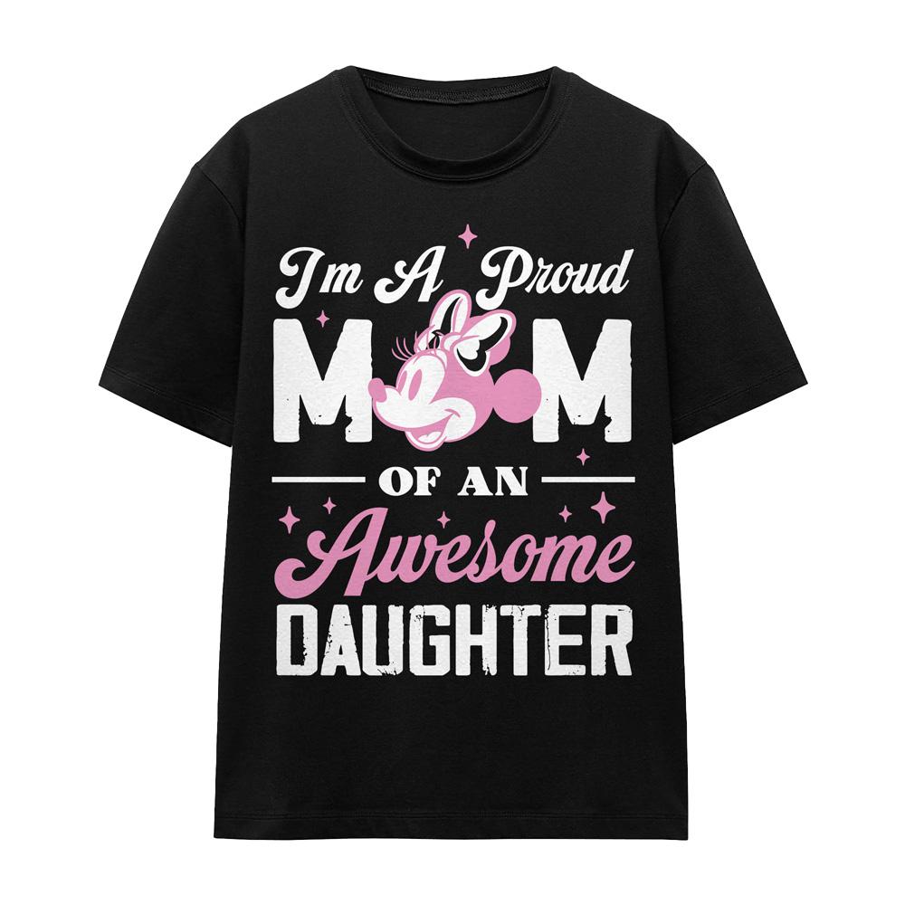 Minnie Mouse Unisex Adult Proud Mom, Awesome Daughter T-Shirt