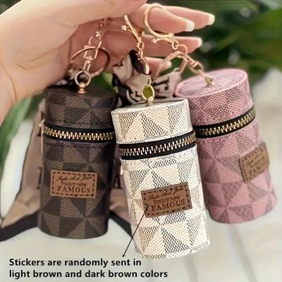 Fashion Mini Faux Leather Wallet with Keychain - Waterproof and Durable Girls Coin Purse, Fashionable Plaid Design