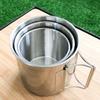 3pcs/set 7cm/8cm/9cm Stainless Steel Camping Cup Outdoor Hiking Travel Tea Coffee Beer Mugs With Folding Handle Water Bottle Drinkware