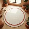 Greek Key Border Round Carpet Premium Decorative Fabric Classic Vintage Circular Floor Mat for Living Room Dining Room Decor