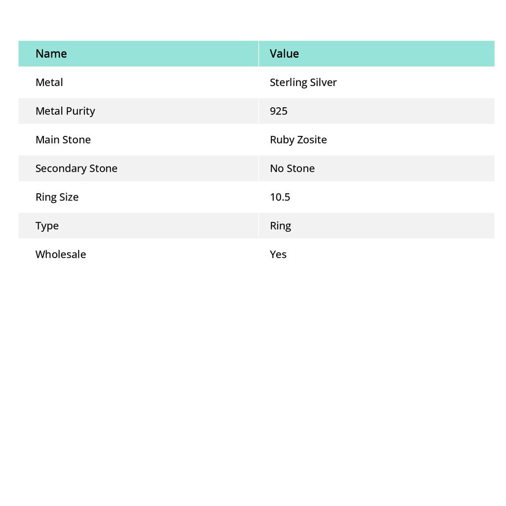 Natural Ruby Zosite Gemstone 925 Sterling Silver Jewelry Ring Size 10.5 y0L17