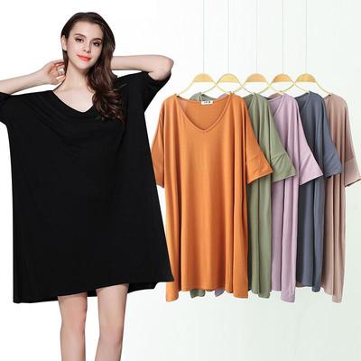 Abito a T-shirt in Modal Taglie Forti con Maniche a Metà - Camicia da Notte Primavera/Estate