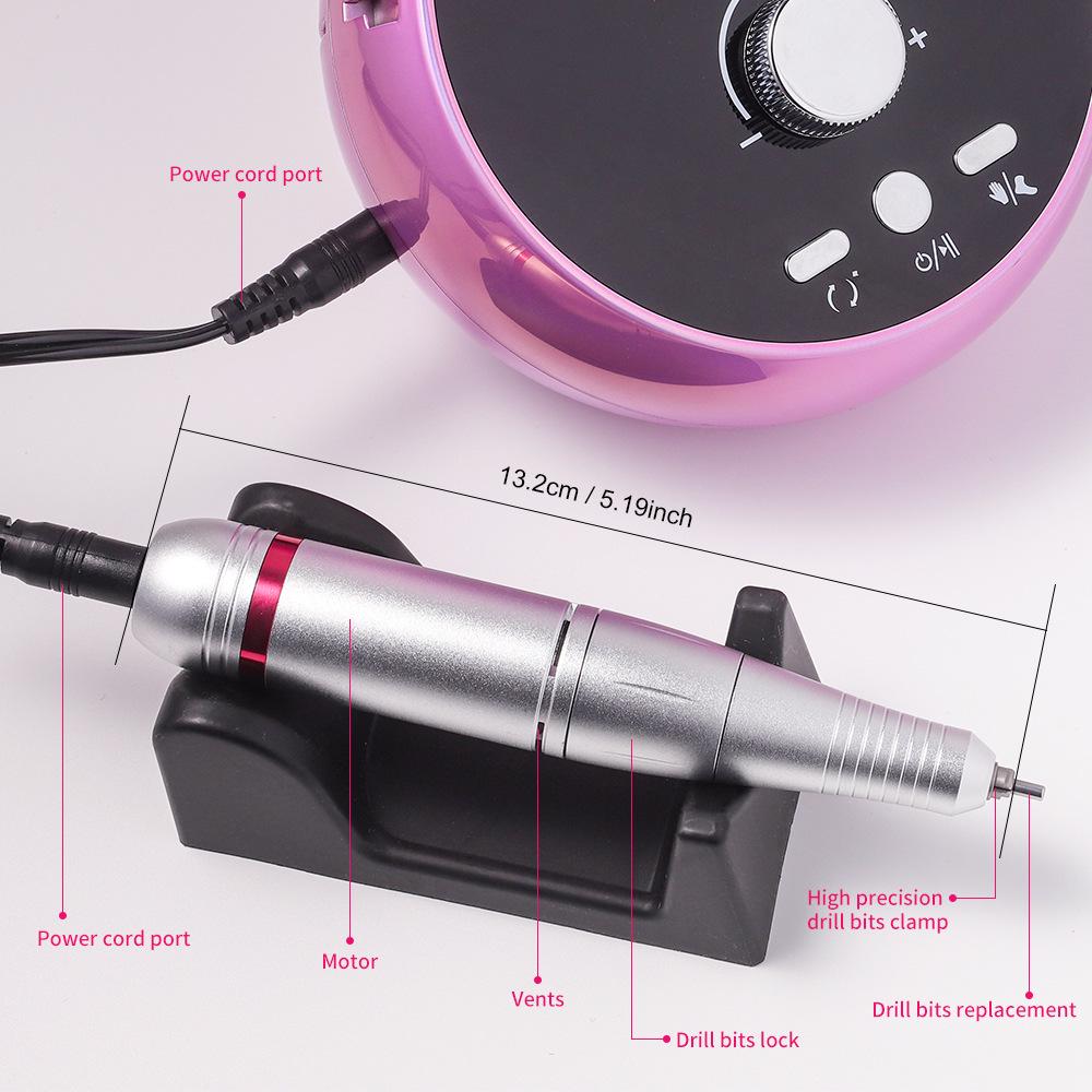 Electric Nail Drill 203: 45000 RPM Manicure & Pedicure File for Nail Removal & Polishing