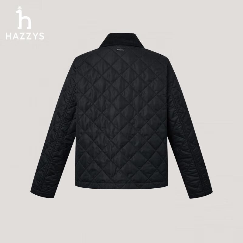HAZZYS Women's Diamond Quilted Contrast Collar Short Padded Jacket